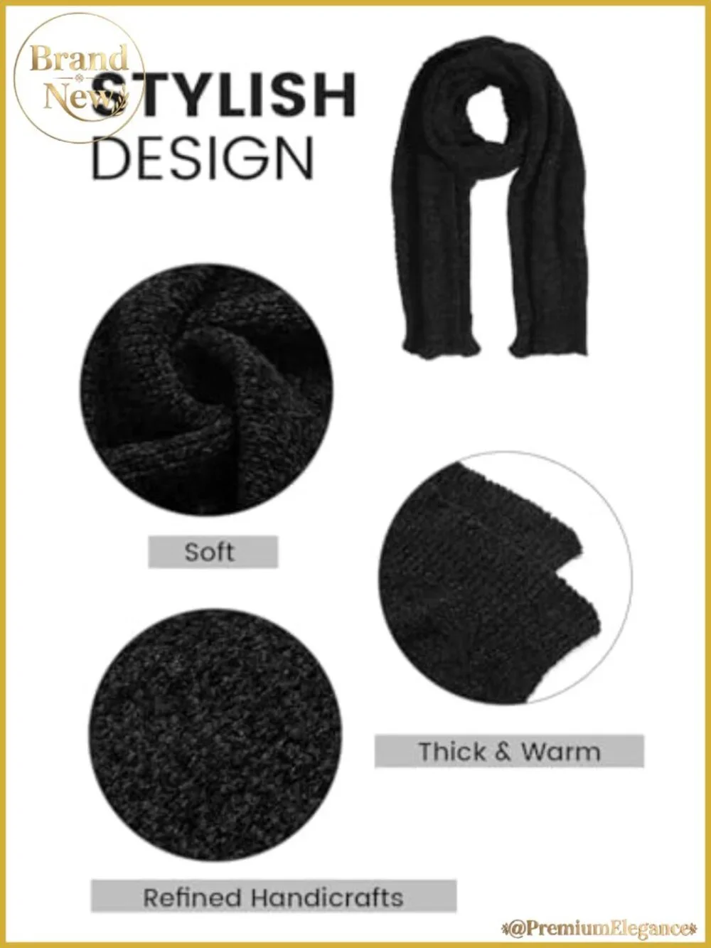 Soft Chenille Winter Scarf Warm Thick Cold Weather Wrap